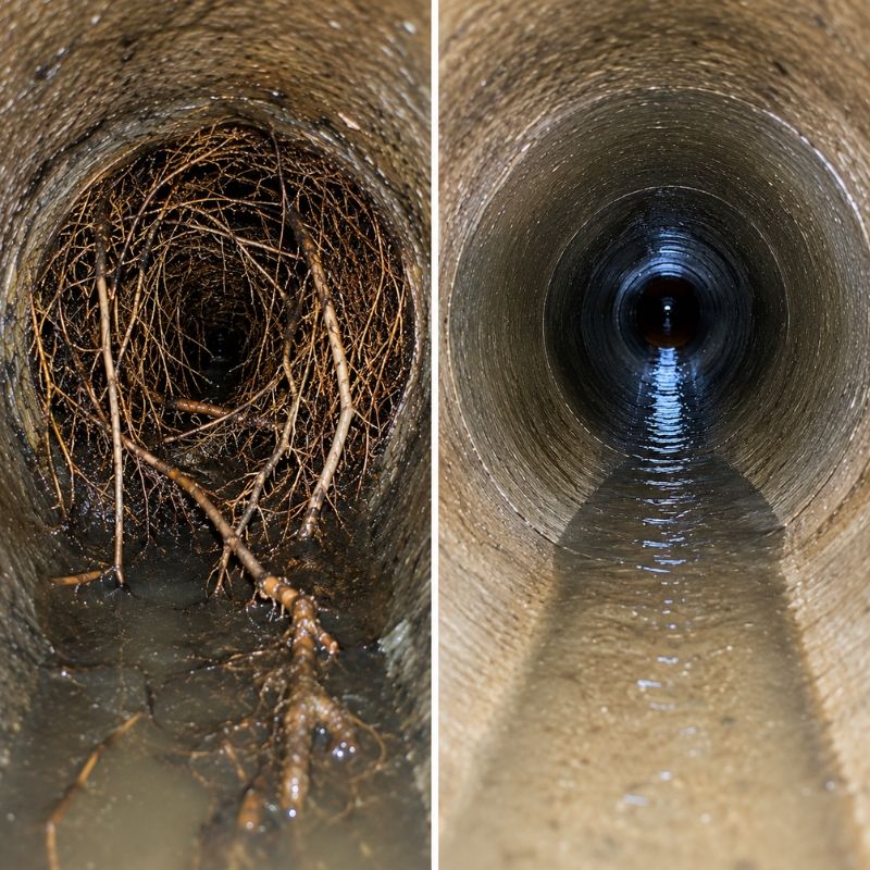 Recurring blocked drain caused by tree roots, cleared and repaired