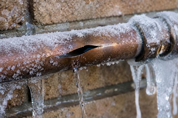 Frozen pipe that has split during a Canberra cold snap