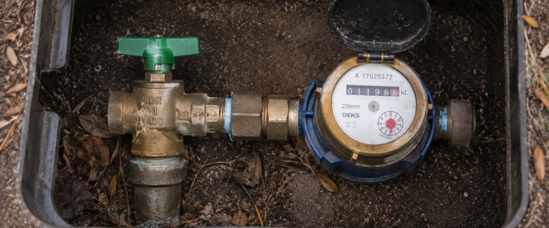 Main water shut-off valve at a Canberra home water meter